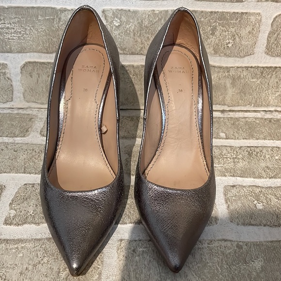 Zara dark silver escarpin, 4 inches heel, size 36 - Picture 2 of 6